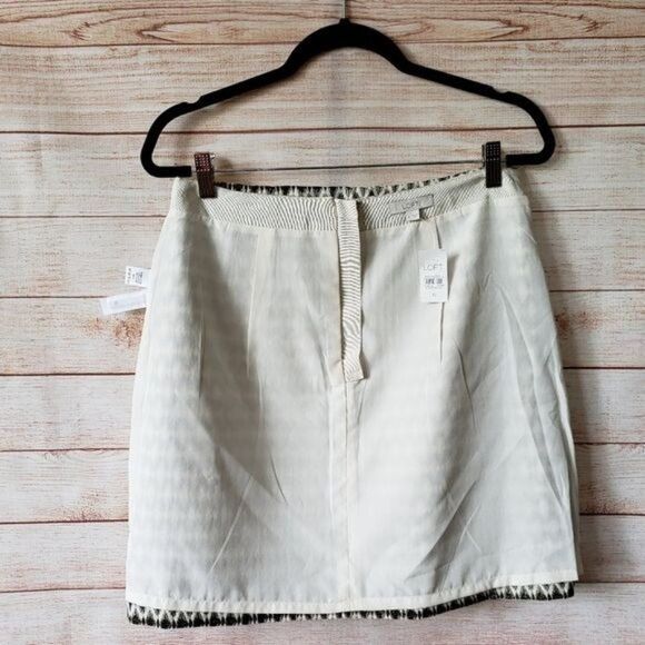 LOFT A-Line Metallic Mini Skirt Lined Brown/Cream Women's Size 10 - Picture 8 of 12